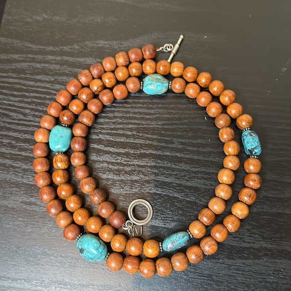 Silpada Wood & Turquiose Bead Necklace RETIRED - Picture 2 of 7